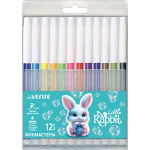 Фломастеры " deVente " Little Rabbit 12цв круглые, невентилируемый колпачок, пластиковый блистер, ев