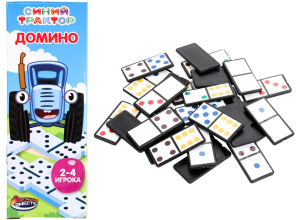 Домино СИНИЙ ТРАКТОР домино, 5*13*2см ИГРАЕМ ВМЕСТЕ, в кор.