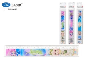 Линейка " Basir " Аниме 20см пластиковая, с рисунком, микс
