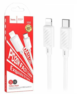 Кабель Type-C - Lightning Hoco X88 ,20W эластичный, 1м (белый) в кор.