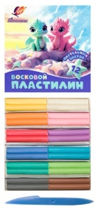 Пластилин " Луч " Фантазия 12цв 180г, пастельные цвета, восковой, мягкий, со стеком, картонная упако
