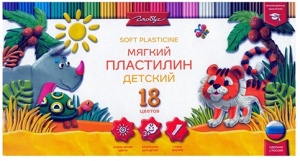 Пластилин "Глобус" 18цв. 270гр., Детский классический повышенной мягкости,картонная упаковка
