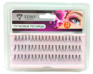 Накладные ресницы ZEBO 13мм пучковые, блистер