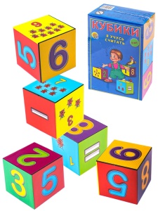 КУБИКИ ПЛАСТИКОВЫЕ 6 шт 4*8*12см Я УЧУСЬ СЧИТАТЬ, в кор.