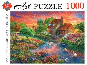 Пазлы "Art Puzzle" ЛЕБЕДИ НА ЗАКАТЕ, 23*18см, 1000эл. в кор.