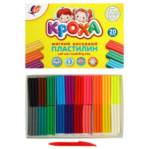 Пластилин " Луч " Кроха 20цв мягкий, со стеком, картонная упаковка