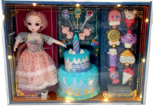 А2 Кукла с аксесс. "Happy Birthday" Набор с подсветкой, 36*27см, в кор.