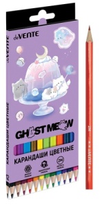 Карандаши цветные деревянные Ghost Meow 12цв " deVente " 2М шестигранные, картон. уп., европодвес