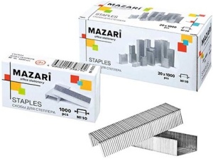 Скобы №10 " Mazari " оцинкованные, до 30л, 1000скоб, /  20 шт в уп. ( цена за 20 шт)