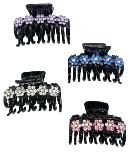 Зажим для волос цветок стразы (ЦЕНА ЗА 1ШТ), микс
