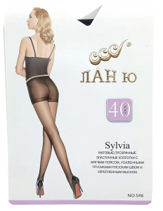 Колготки "Лан Ю" 40DEN, черн. 3-M, цв. Nero, матовые, прозрачн. с мяким поясом, усилен. трусиками