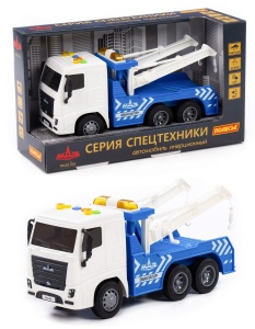 Машина Эвакуатор, МАЗ ПОЛЕСЬЕ 32*11*18см, (инерц.свет, звук), пласт., в кор.