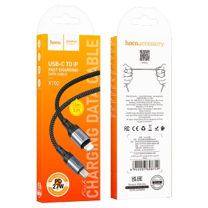 Кабель Hoco X102 Type-C to Lightning, нейлон, 1м (черн.)