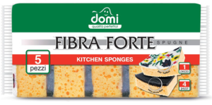 Губка для посуды "DOMI Fibra Forte" 5шт, 9*5*4см, поролон