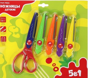 Ножницы детские 16,5 см., с фигурными лезвиями, микс