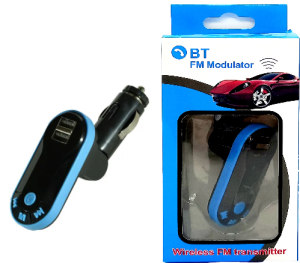 А2 Трансмиттер FM I9, TF, FM, Bluetooth, 2 USB, AUX, синий
