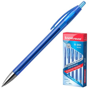 Ручка гелевая /12шт в уп. (цена за 12) синяя автомат. Erich Krause R-301 Original Gel Matic в кор.