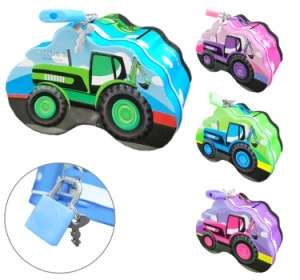 Копилка металлическая Tractor 13*9*5см замок, два ключа