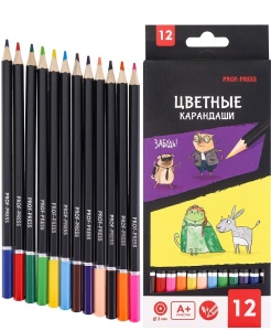 Карандаши цветные, 12 цв, дерево MINI FRIENDS набор, гексаг, 2М, гриф. d=3мм, в к/к