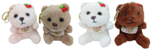 Брелок Мишка с вишней, мягк., 12см, с карабином, ароматиз., микс, в пакете