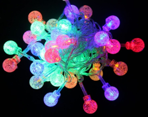 яяя Гирлянда Шары 3,5м, 40LED, d=1,5см, разноцветн. белый провод