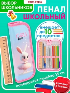 Пенал 1-секц, малый ЗАЙКА БАЛЕРИНА 190х65мм, ламинированный картон