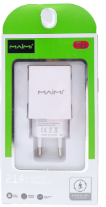 Адаптер Maimi T13, 1USB, 2.1A, + 1м кабель Lightning, цв.белый, в кор.