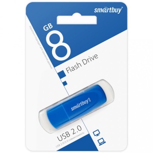 Флеш накопитель USB 2.0, 8GB, Smartbuy, синий, блистер