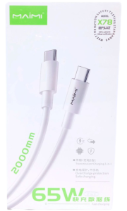 Кабель USB Maimi X78 Type-C to Type-C, PD, 65Вт, 2м (белый) в кор.
