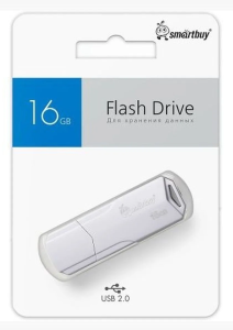 Флеш-накопитель USB 2.0, 16GB SmartBuy Clue (белый) блистер