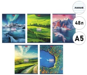 Тетрадь А5 48л ЛИНИЯ "Hatber" (ЦЕНА ЗА 5ШТ) Места силы, офсет, на скобе, обл. мел. карт. скругл. угл