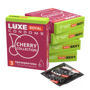 Презервативы Condoms Luxe Royal, Cherry Collection, 3в1, 24шт (ЦЕНА ЗА 24ШТ) 