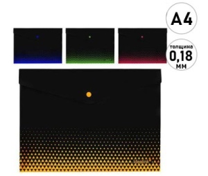 Папка на кнопке А4  Idealink, микс, 0,18мм, непрозрачная