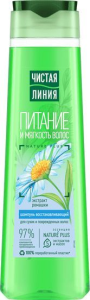 Шампунь "Чистая линия" 400мл, питание и мягкость волос, экстракт ромашки, для сухих и поврежд. волос