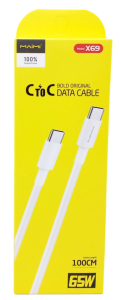 Кабель USB Maimi X69 Type-C to Type-C, 1м, 6А (белый)