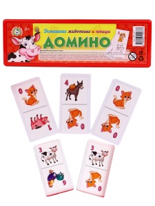 Домино "Домашние животные и птицы" 17*7см, пласт., в футляре