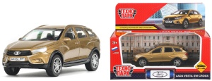 Машина металл LADA VESTA SW CROSS 10,5 см, инерц, золотой, Технопарк, в кор. 
