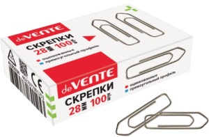 Скрепки " deVente " 28мм оцинкованные, прямоуг. 100скреп., в кор.