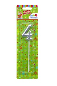 А2 Свеча-Цифра топпер "4" / 5,5см Драгоценное, Серебро / Зол.