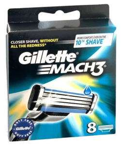 Сменные кассеты для бритья 8 шт (лезвия), GILLETTE "Mach3", для мужчин, в кор.