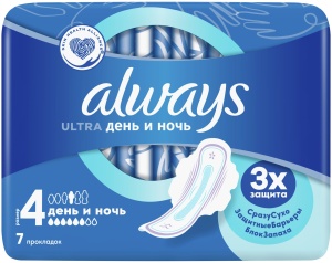 Прокладки ароматизированные "Always" 4кап. 7шт. гигиенические день ночь