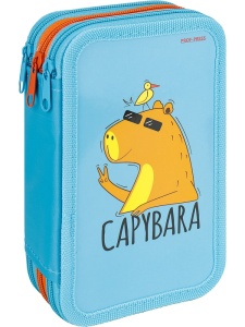 Пенал 3-секц, большой КАПИБАРА В ОЧКАХ (190х115мм) ламинированный картон