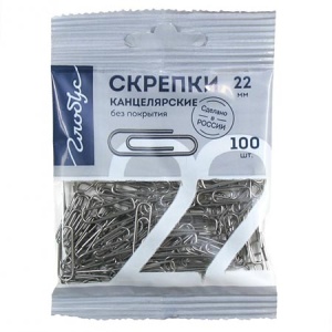 Скрепки Глобус 22мм без покрытия 100скр., пакет (ЦЕНА ЗА 6 ШТ)