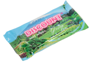 Салфетки влажные 15шт Discount зеленый чай