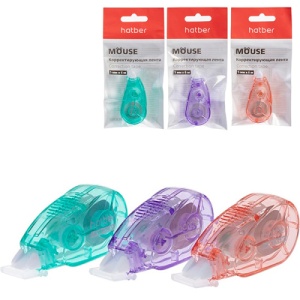 Корректирующая лента " Hatber " Mouse 5мм*6м, микс, пакет, европодвес