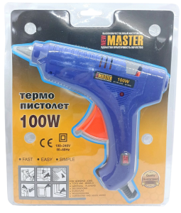 Клеевой Пистолет "Master" 100W 22см, 7мм, цв. синий, блистер
