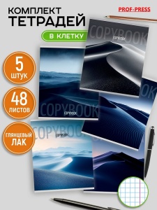 Тетрадь КЛЕТКА 48л.(ЦЕНА ЗА 5ШТ) ДЮНА-2 цвет.мел.обл., матов. ламин., выб. лак