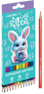 Карандаши "deVente" 12цв. Little Rabbit, 2М шестигранные, деревянные, карт. уп, европодвес