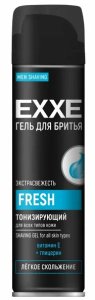 Гель для бритья EXXE, 200мл, Fresh, для всех типов кожи, тонизирующий, глицерин + Вит Е