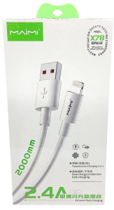 Кабель USB - Lightning, Maimi X78, 2,4A, 2м (белый) в кор.